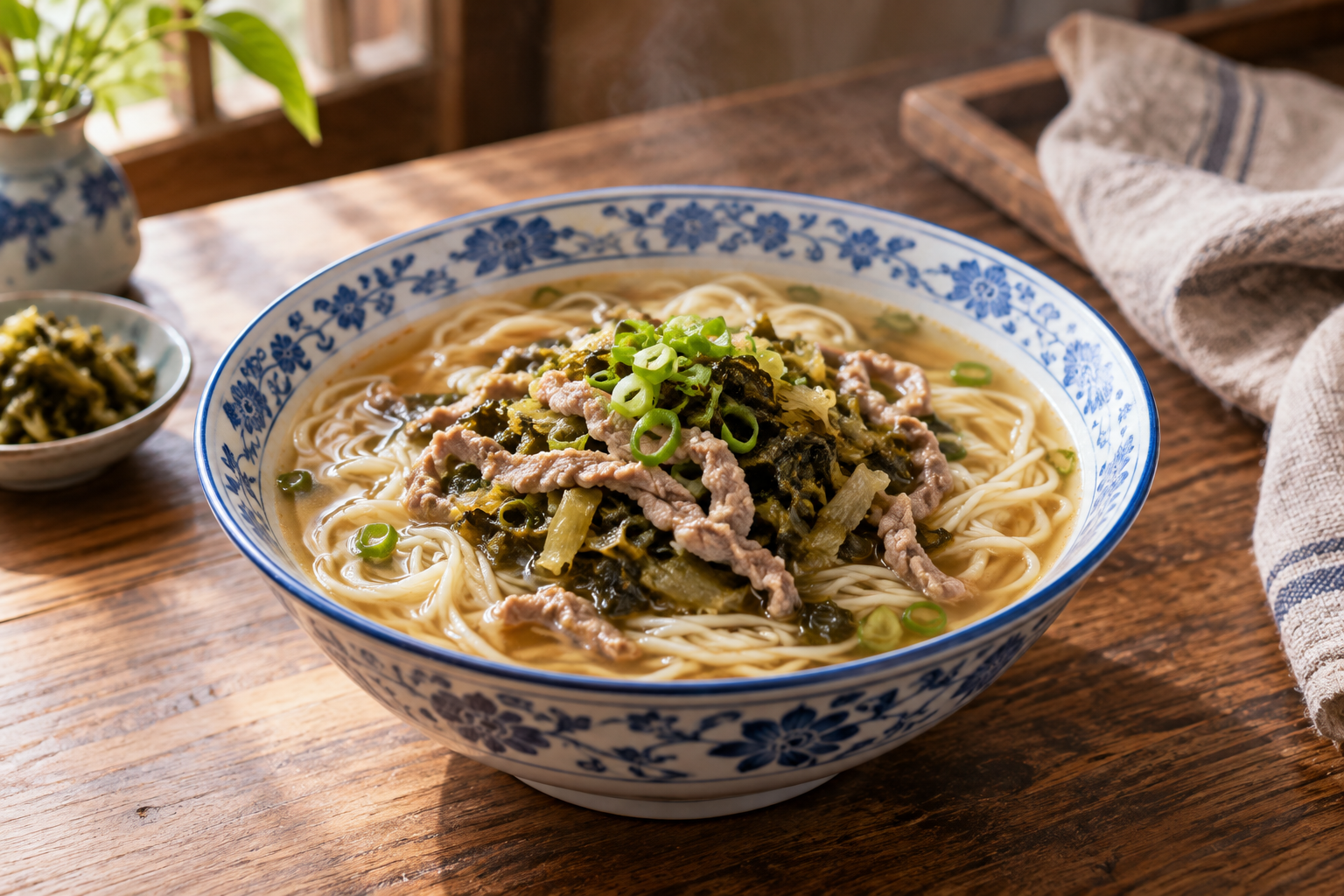 雪菜肉絲麵料理示意照片