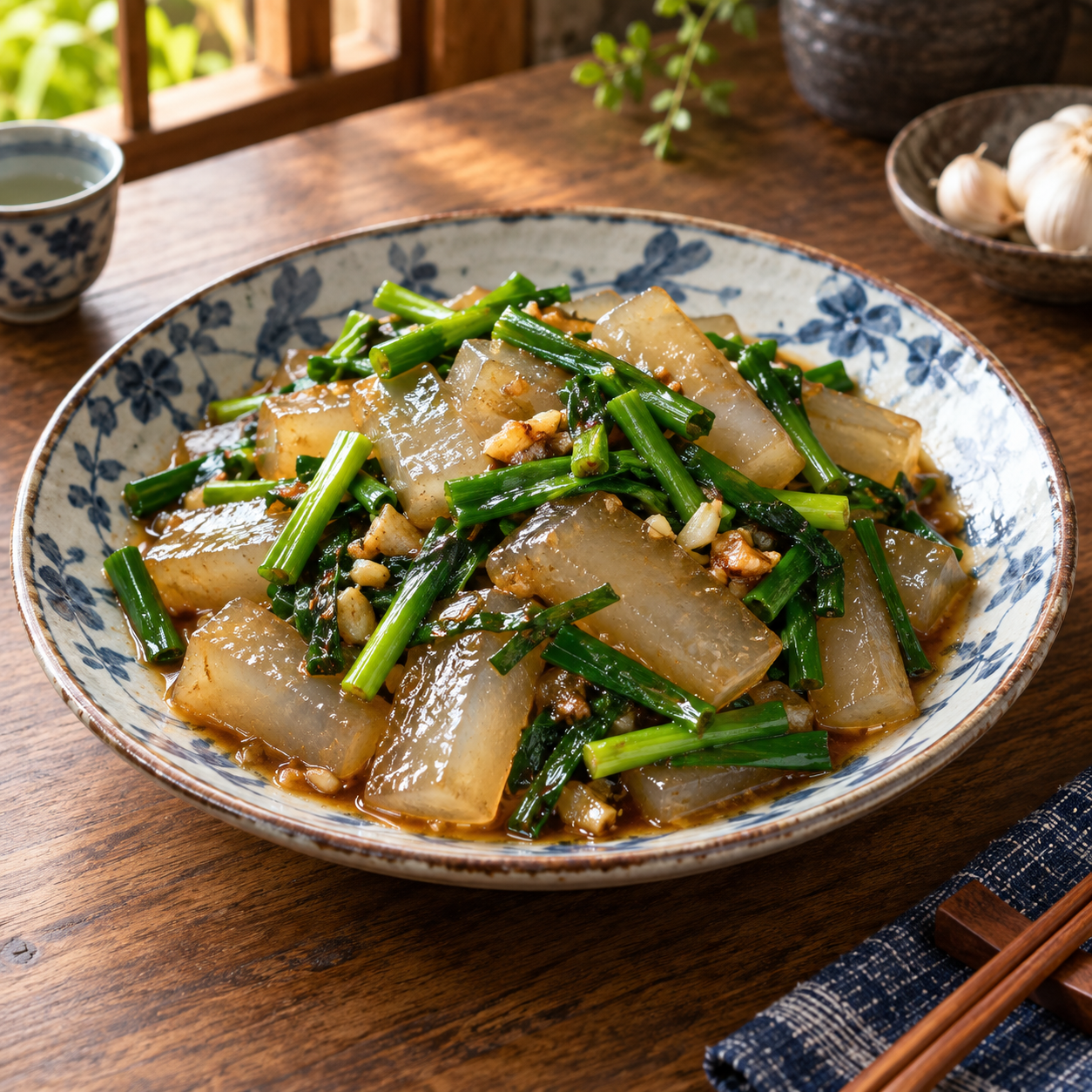 韭菜炒涼粉料理示意照片